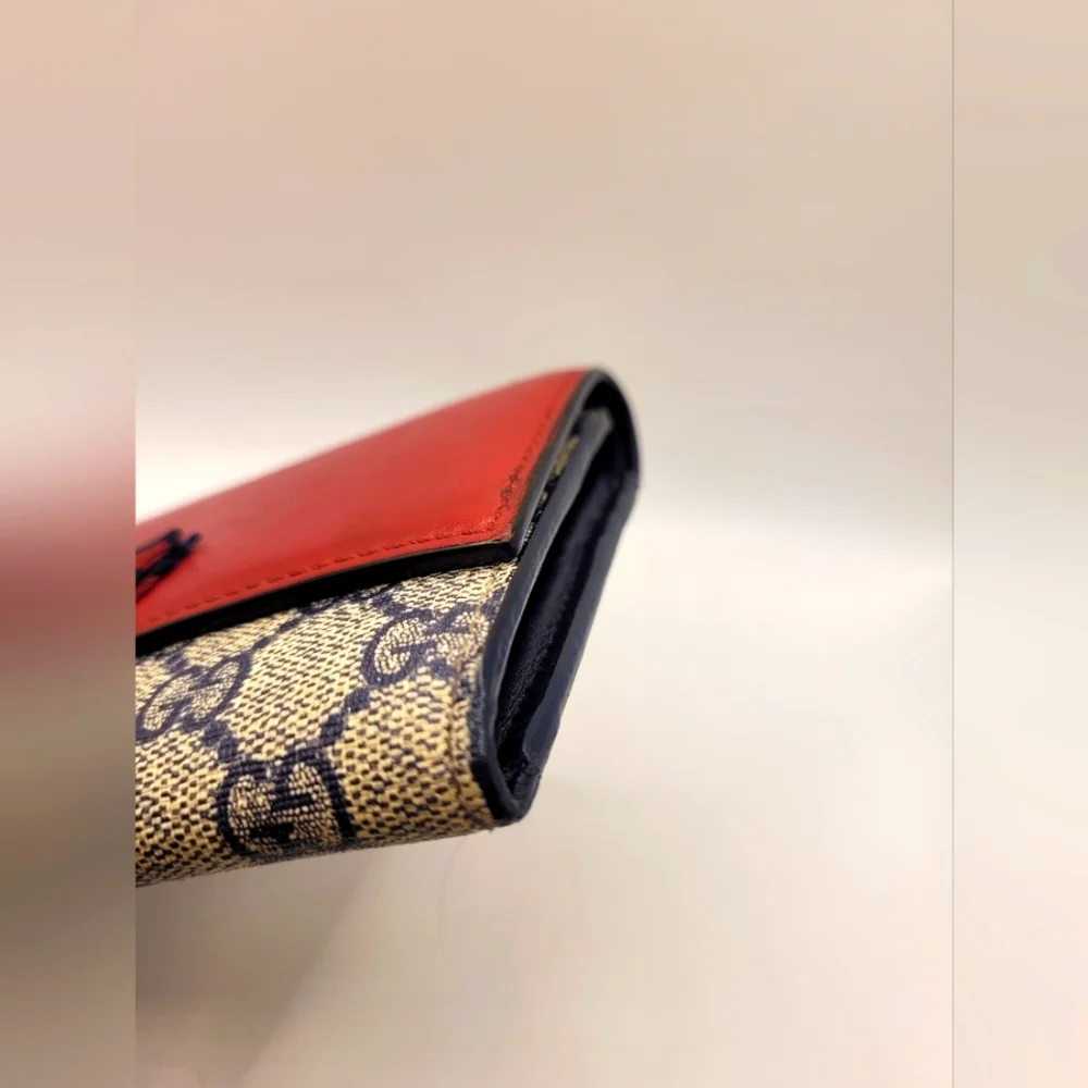 GUCCI Grosgrain Continental  Long Webline Ribbon Leather Wallet